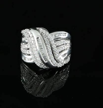 DiamondCelebritees 925 Sterling Silver 3.10ct White Cubic Zirconia Cocktail Womens Ring Size 7