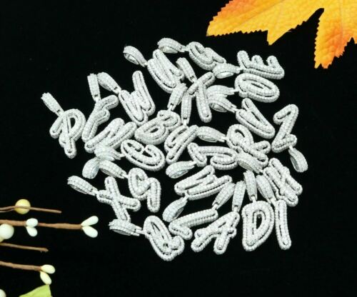 DiamondCelebritees White Cursive 3D Alphabet Shape 925 Sterling Silver Cubic Zirconia Pendant