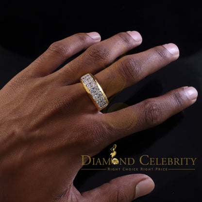 DiamondCelebritees 925 Sterling Yellow Silver With Cubic Zirconia 3.0ct Ring Men's Band Sz 10.5