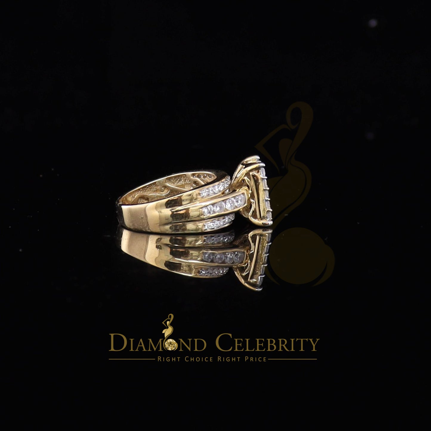 DiamondCelebritees 3.80ct Yellow 925 Silver Cinderella Cubic Zirconia Womens Engagement Ring Size 8