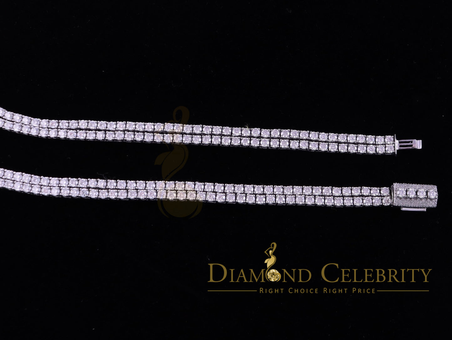 DiamondCelebritees Tennis Men's Necklace 925 Silver White 40ct Moissanite size 22inch & Width 3mm