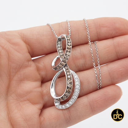DiamondCelebritees Chocolate Brown 0.27ct CZ Infinity Swirl 1 inch Pendant in 925 Sterling Silver