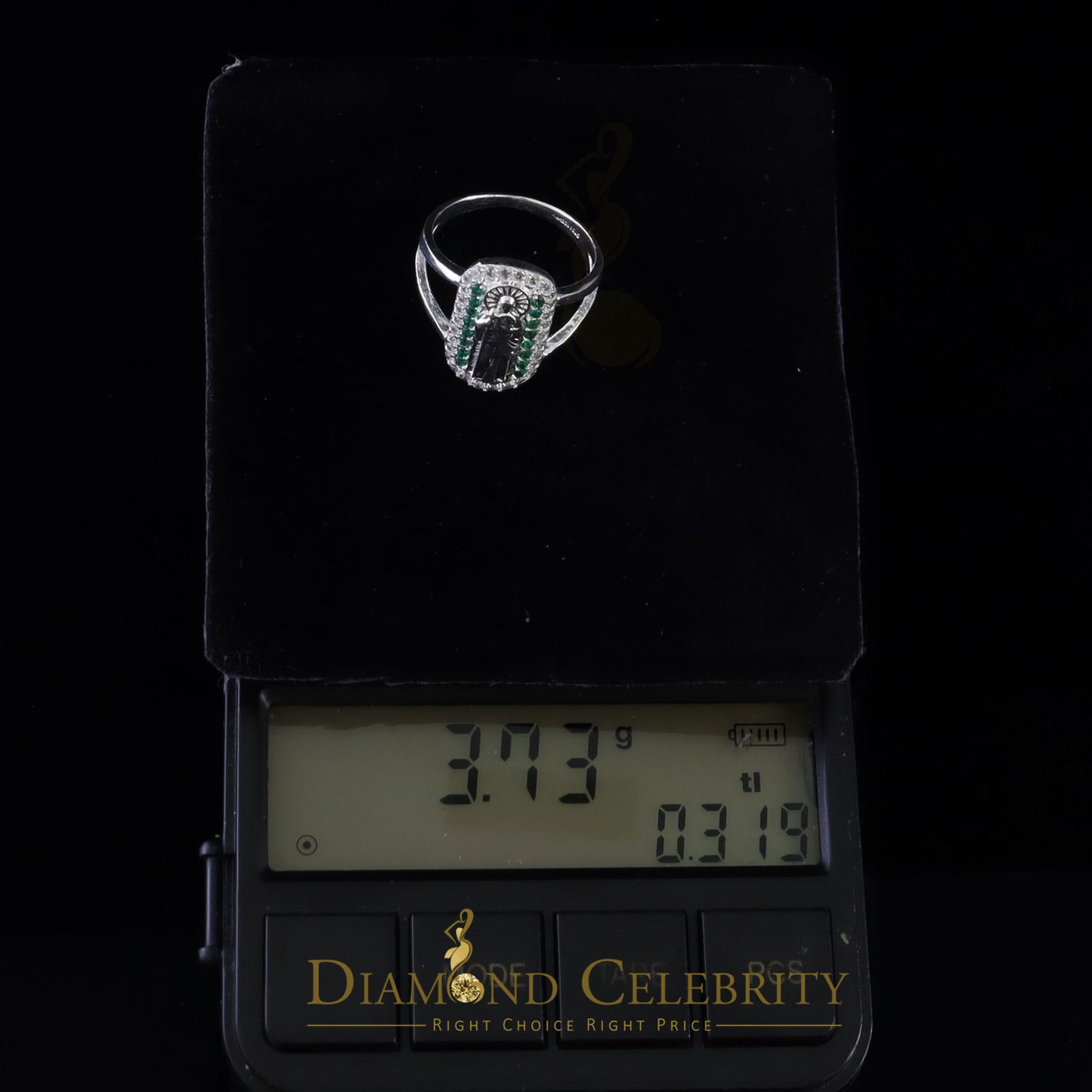 DiamondCelebritees Religious White 925 Sterling Silver Cubic Zirconia St. Jude Women's Ring Size 8