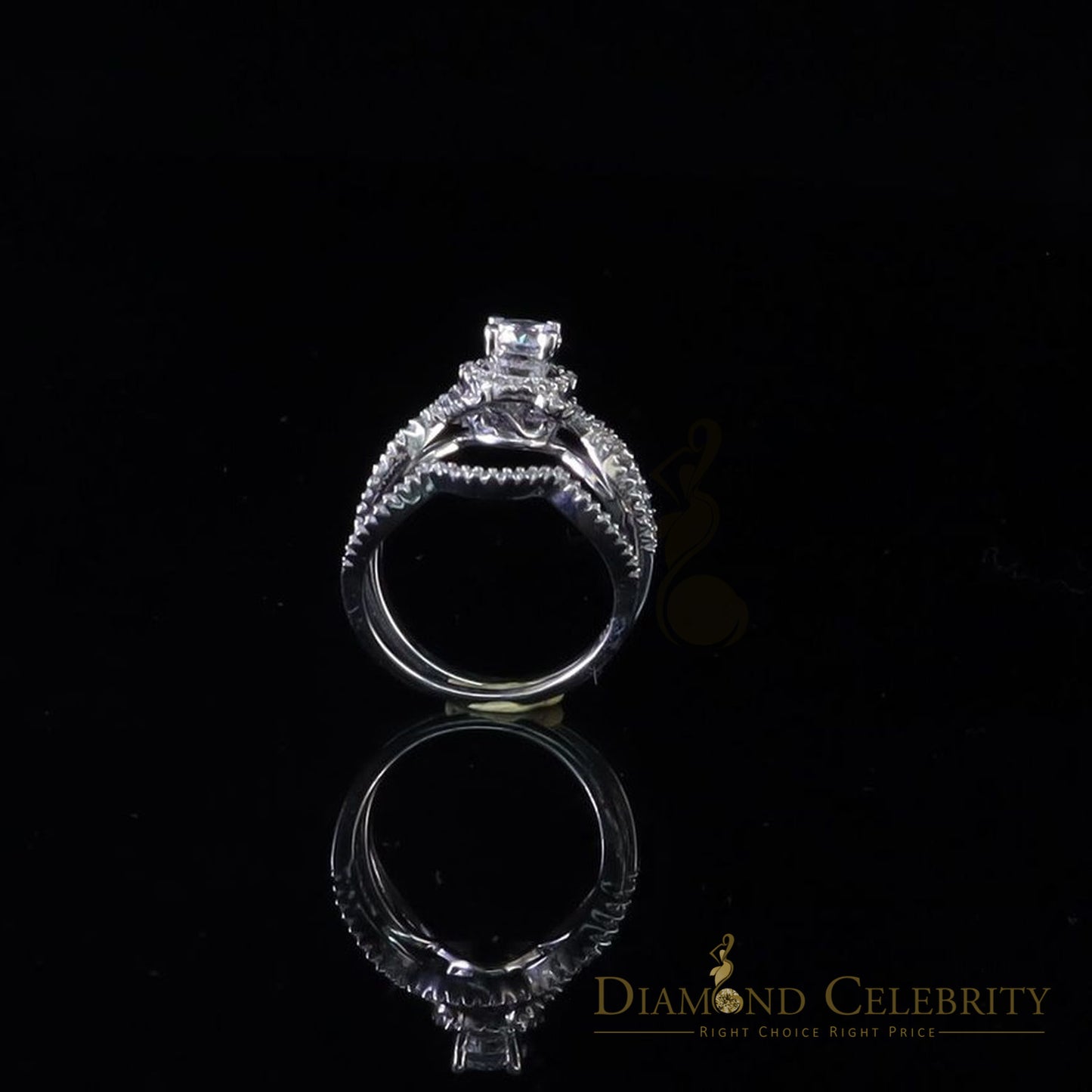 DiamondCelebritees 1.20ct Cubic Zirconia White 925 Silver Men's/ Women 2PC Bridal Rings Size 7