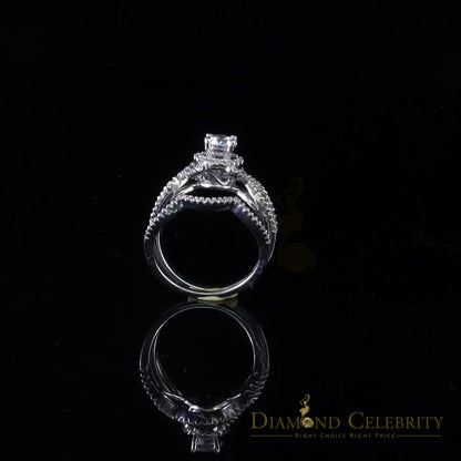 DiamondCelebritees 1.20ct Cubic Zirconia White 925 Silver Men's/ Women 2PC Bridal Rings Size 7