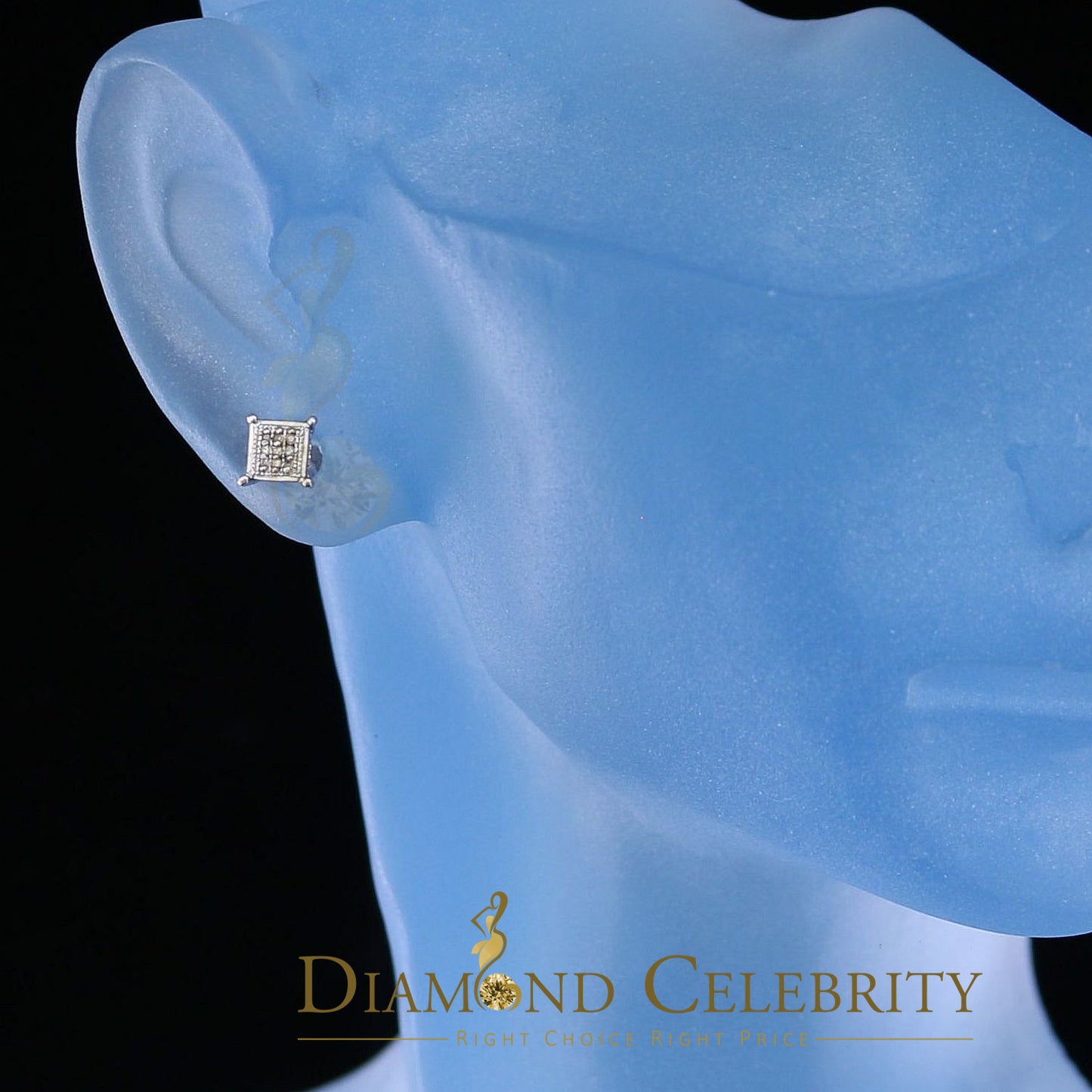 DiamondCelebritees 0.05ct Diamond Collection White 925 Sterling Silver Women & Men Square Earrings