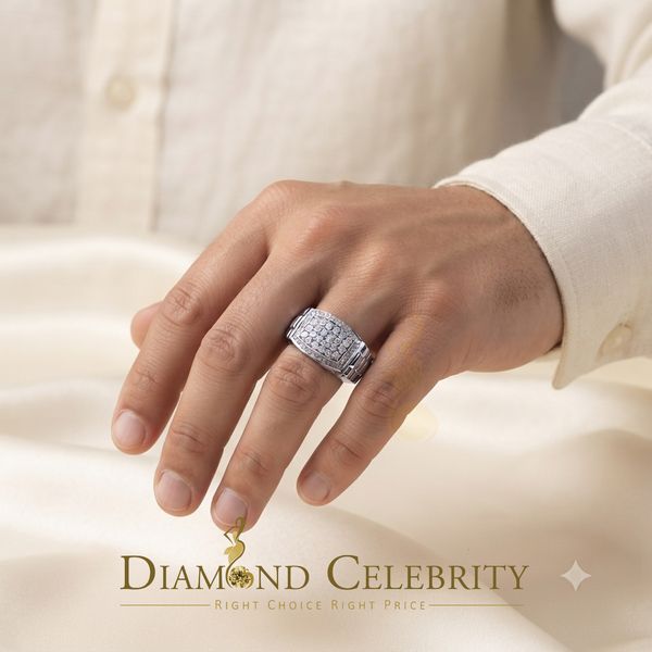 DiamondCelebritees 0.25 CT Real Diamond 925 Sterling White Silver With Fashion Men's Ring Size 10