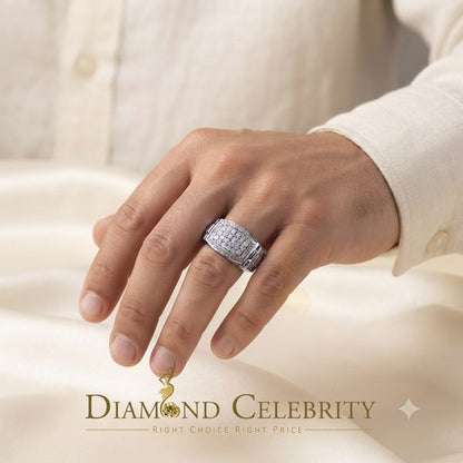 DiamondCelebritees 0.25 CT Real Diamond 925 Sterling White Silver With Fashion Men's Ring Size 10