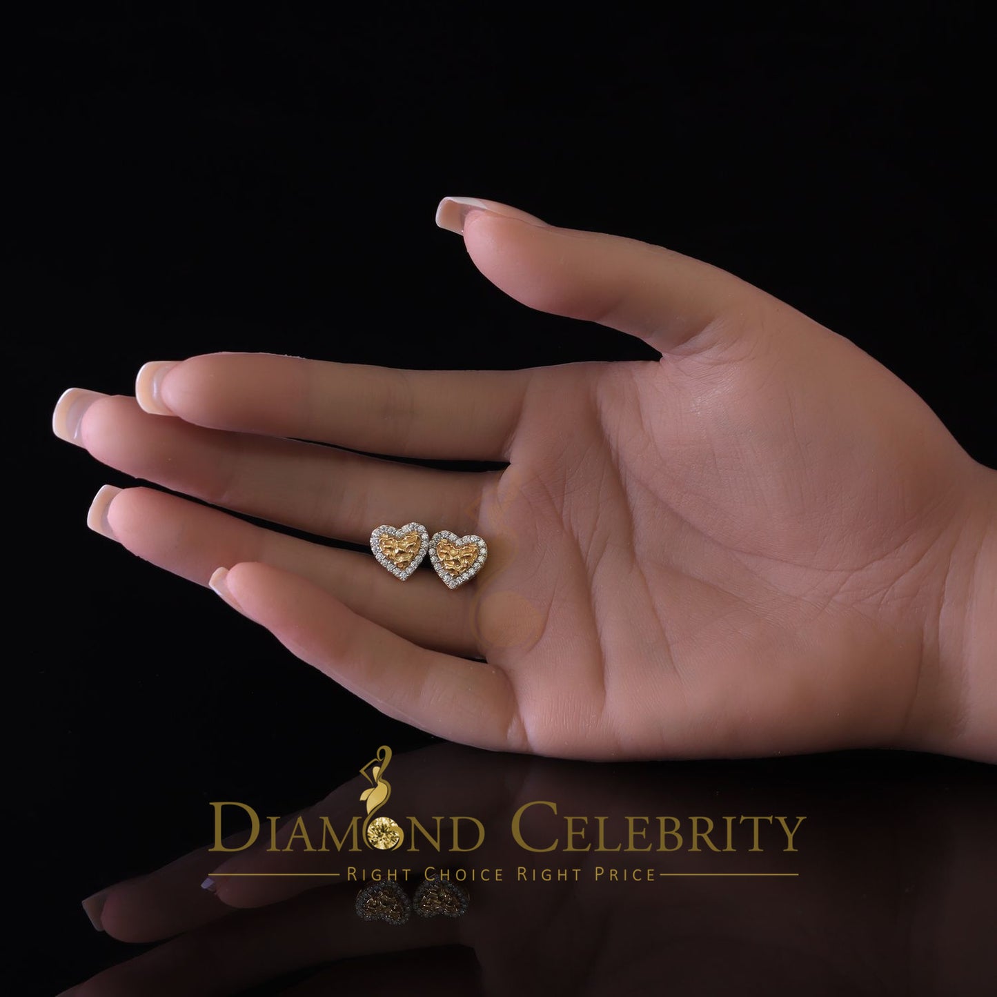 DiamondCelebritees 1.50ct Moissanite Yellow 925 Sterling Silver Women's Heart Shape Nugget Earrings