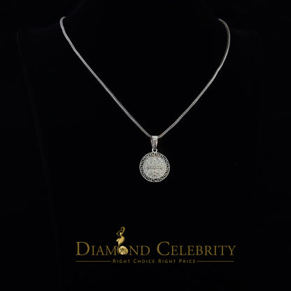 DiamondCelebritees 925 Sterling Silver Double Side Benedict Men's/Women's Pendant White Religious