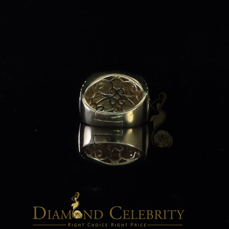 DiamondCelebritees Men's Yellow 925 Sterling Silver 1.80ct Round Cubic Zirconia Ring Size 8