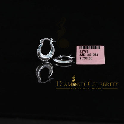 925 Sterling Silver Double-Row Beaded Hallow Vintage Balinese 15mm Hoop Earring