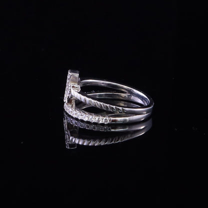 DiamondCelebritees 925 White Silver 0.40ct Cubic Zirconia Engagement Womens Cross Ring Size 7