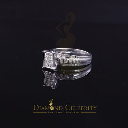 DiamondCelebritees 925 Sterling Silver White Real 0.33ct Princess Diamonds Square Ring Size 7