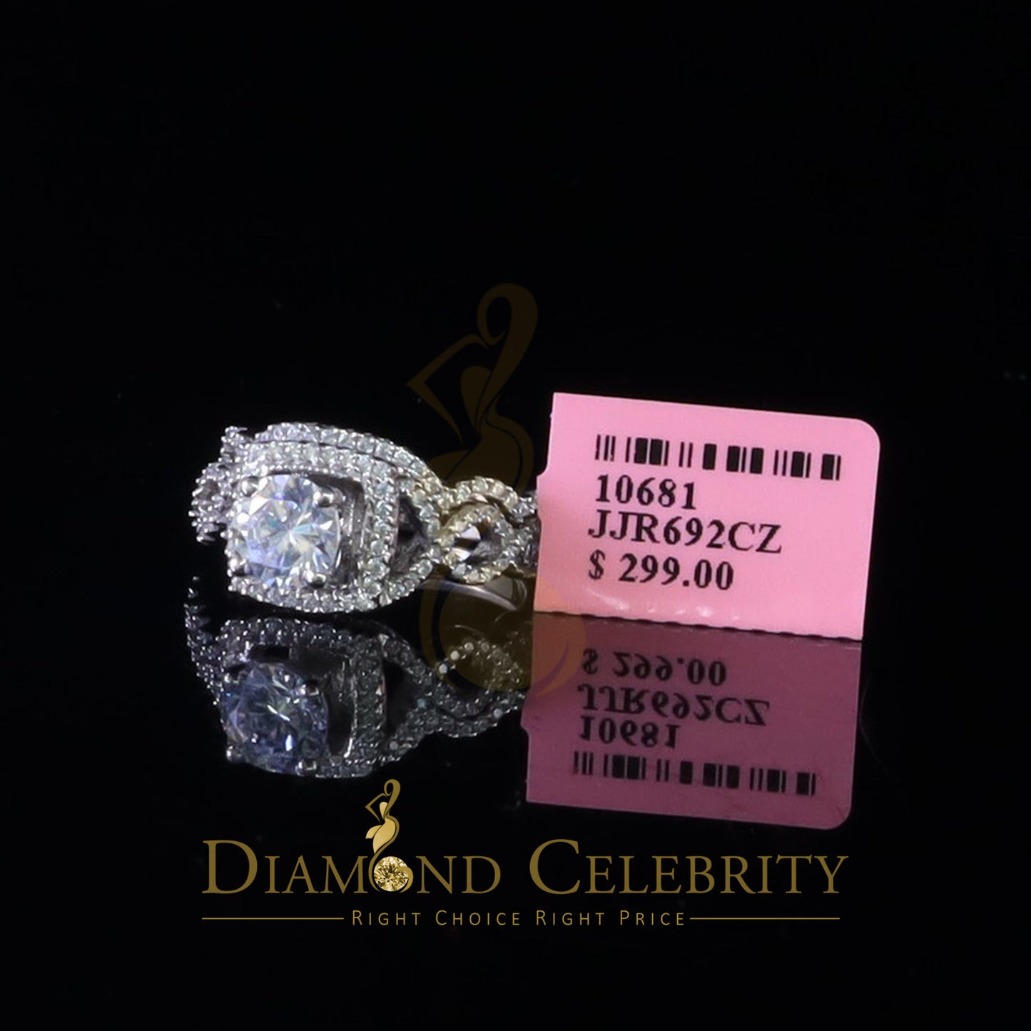 DiamondCelebritees Sterling Silver Square Cubic Zirconia 1.80ct Bridal White Womens Ring Size 7