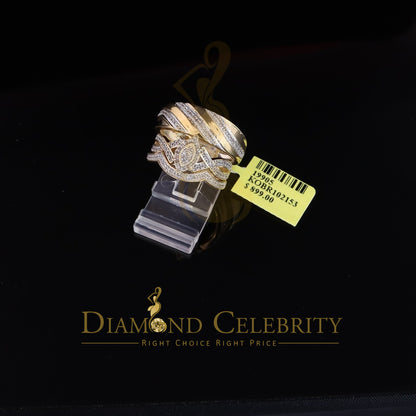 DiamondCelebritees 0.33CT Real Diamond Men's SZ 10 & Women's SZ 7 Trio Sterling Silver Yellow Ring