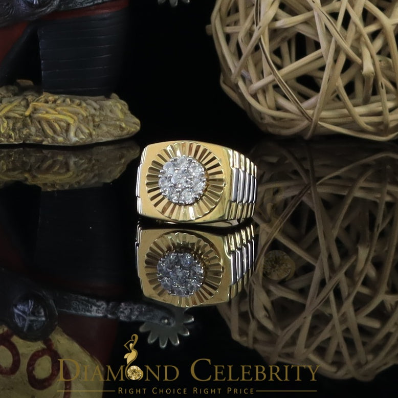 DiamondCelebritees Men's Yellow 925 Sterling Silver 1.80ct Round Cubic Zirconia Ring Size 8