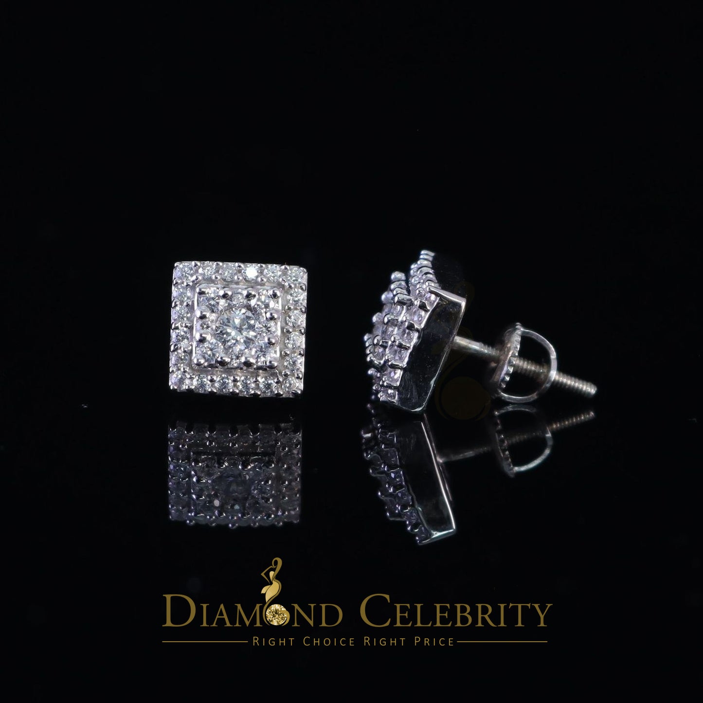 DiamondCelebritees  1.2ct Cubic Zirconia 925 White Sterling Silver Women's Hip Hop Square Earrings