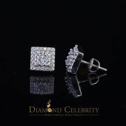 DiamondCelebritees  1.2ct Cubic Zirconia 925 White Sterling Silver Women's Hip Hop Square Earrings