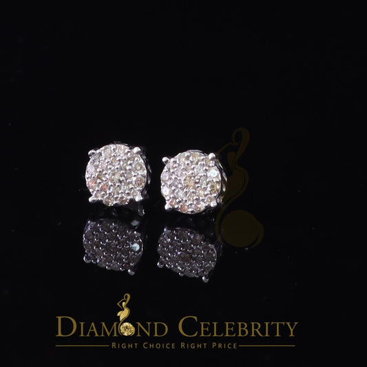 DiamondCelebritees 10K Real White Gold Real Diamond 0.60CT Men's/Women's Stud Round Earring
