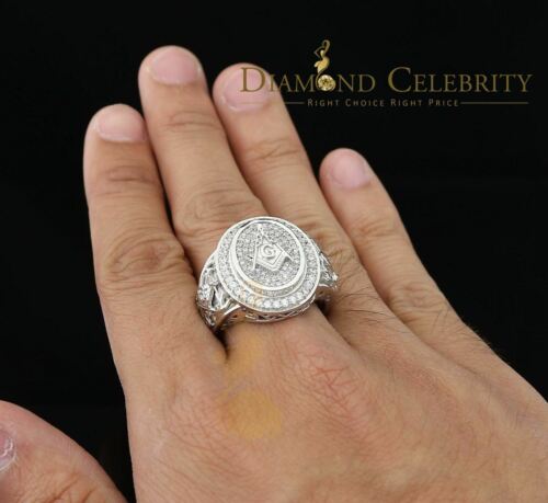 DiamondCelebritees 925 Silver White 1.75ct Cubic Zirconia Oval Wide Band Cocktail Men's Ring SZ 10