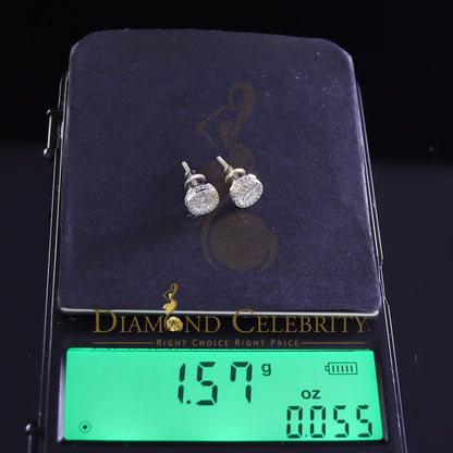 DiamondCelebritees 925 White Silver 0.20ct Real Diamond Women's/Men's Round Fashion Earrings