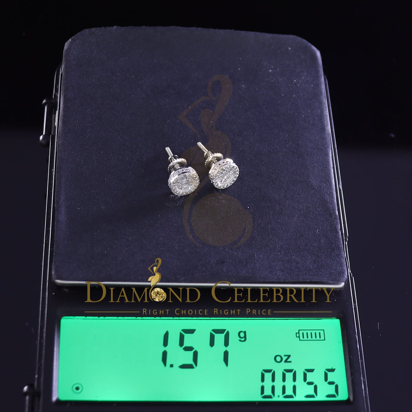 DiamondCelebritees 925 White Silver 0.20ct Real Diamond Women's/Men's Round Fashion Earrings