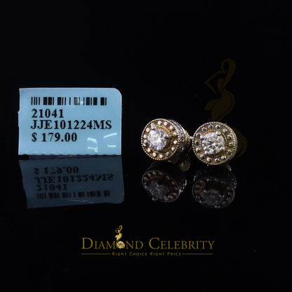 DiamondCelebritees Men's/Womens 925 Silver Yellow 0.50ct VVS 'D' Moissanite Round Stud Earrings