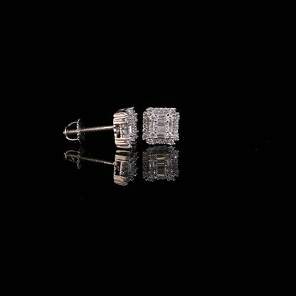 DiamondCelebritees  Hip Hop 925 White Sterling Silver 1.26ct Cubic Zirconia Women's Square Earrings