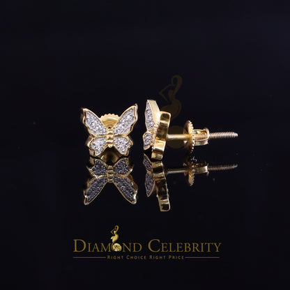 DiamondCelebritees  Women's 0.17ct Cubic Zirconia Butterfly Stud Earrings Yellow 925 Sterling Silver