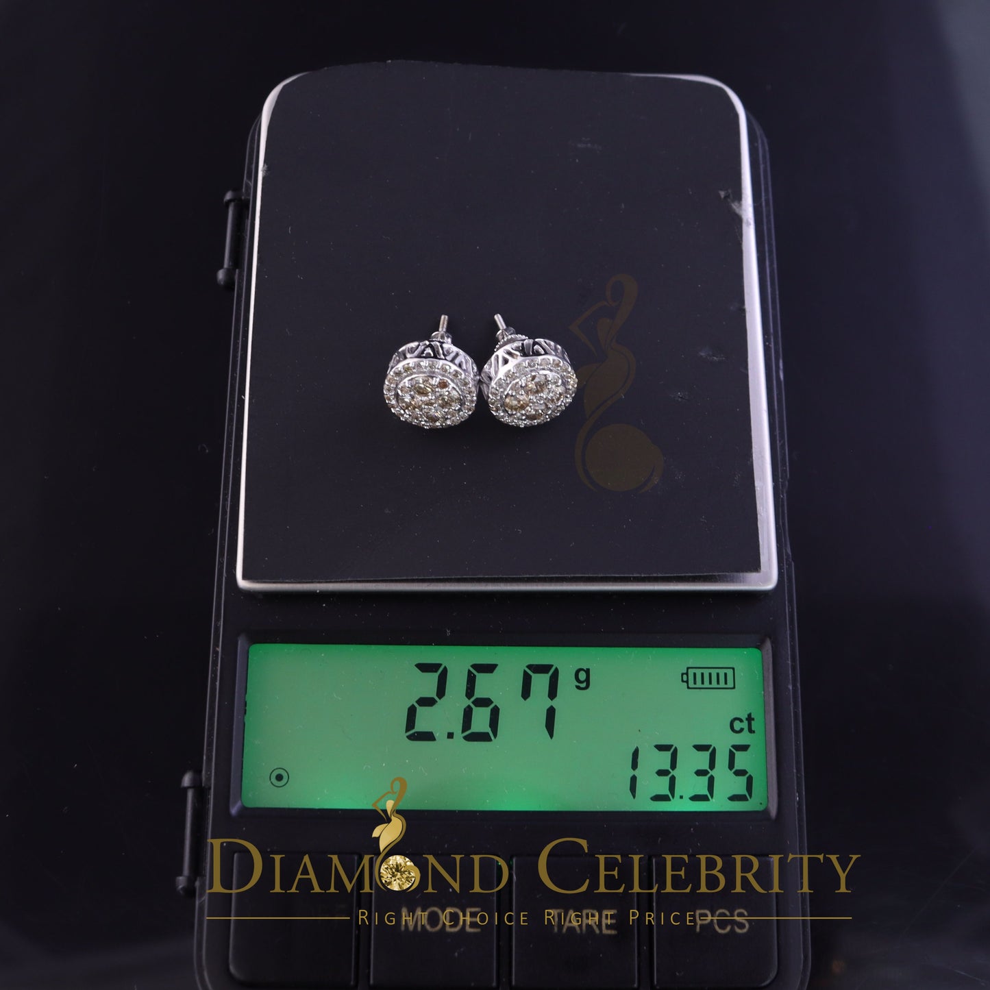 DiamondCelebritees 10K Real Yellow Gold Real Diamond 0.60CT Men's/Women's Stud Round Earring