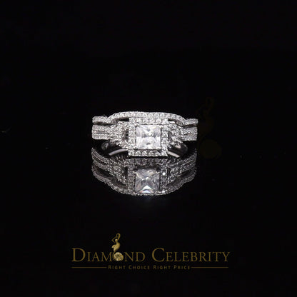 DiamondCelebritees Sterling Silver White Square 1.80ct Cubic Zirconia Womens Bridal Ring Size 7