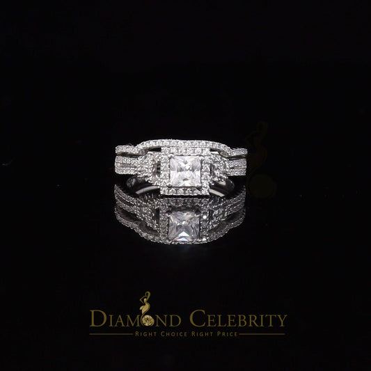 DiamondCelebritees Sterling Silver White Square 1.80ct Cubic Zirconia Womens Bridal Ring Size 7