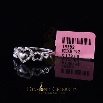 DiamondCelebritees Sterling White Silver 0.25ct Cubic Zirconia Engagement Heart Womens Ring Size 7