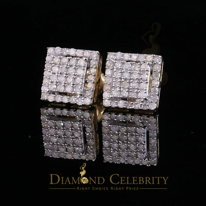 DiamondCelebritees 0.50ct Diamond 925 Sterling Silver Hip Hop Yellow Stud Earring For Men & Women