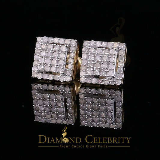 DiamondCelebritees 0.50ct Diamond 925 Sterling Silver Hip Hop Yellow Stud Earring For Men & Women