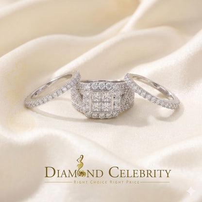 DiamondCelebritees 5.94ct Cubic Zirconia White 925 Sterling Silver Trio Engagement Womens Ring SZ 7
