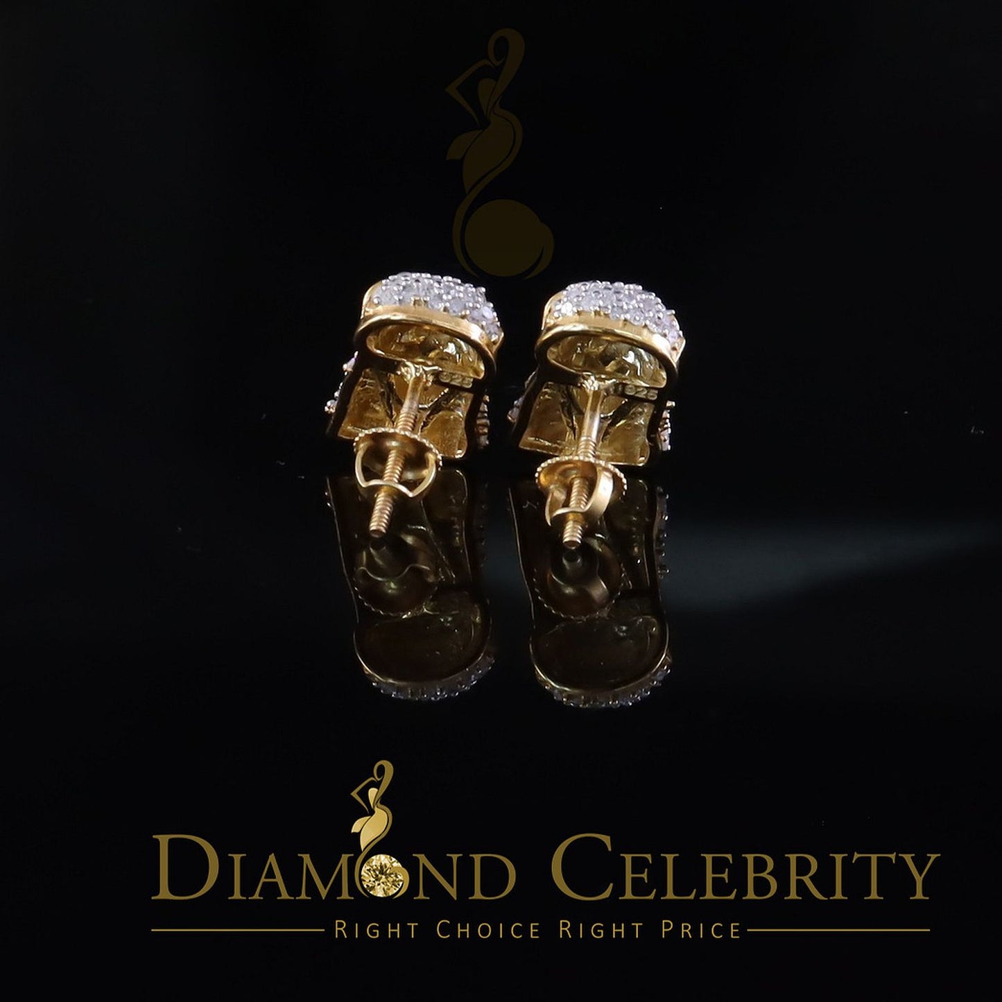 DiamondCelebritees 0.50ct Diamond 925 Sterling Silver Yellow for Men's & Women Stud JESUS Earrings