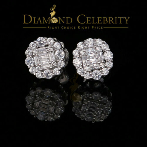 DiamondCelebritees  Hip Hop 0.94ct Cubic Zirconia 925 White Sterling Silver Women's Flower Earring