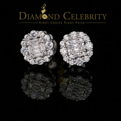 DiamondCelebritees  Hip Hop 0.94ct Cubic Zirconia 925 White Sterling Silver Women's Flower Earring