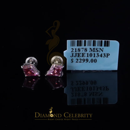 Diamondcelebritees 1.00CT VVS 'D' Pink Moissanite Women's 925White Silver Kite Shaped Stud Earrings