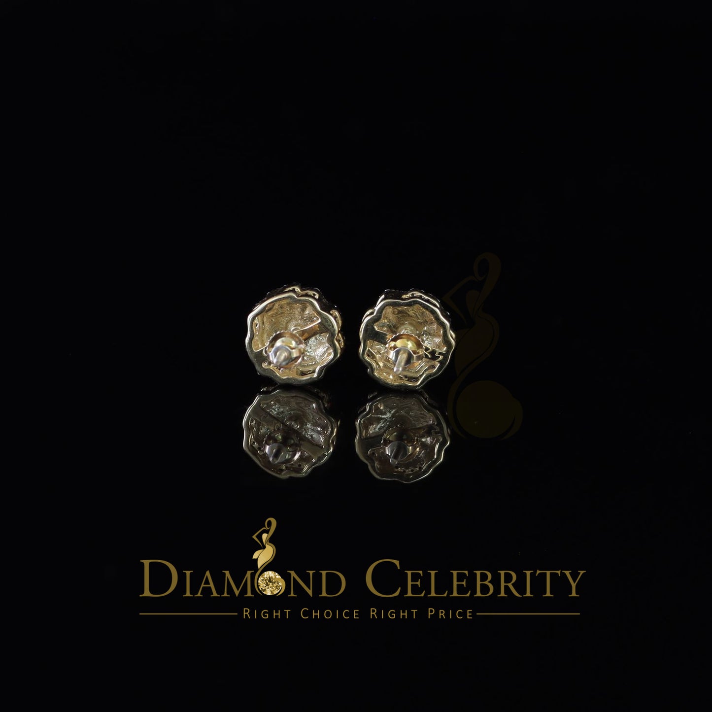 DiamondCelebritees  925 Yellow Silver Nuggtte's 1.38ct Cubic Zirconia Hip Hop Flower Women Earrings