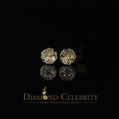 DiamondCelebritees  925 Yellow Silver Nuggtte's 1.38ct Cubic Zirconia Hip Hop Flower Women Earrings