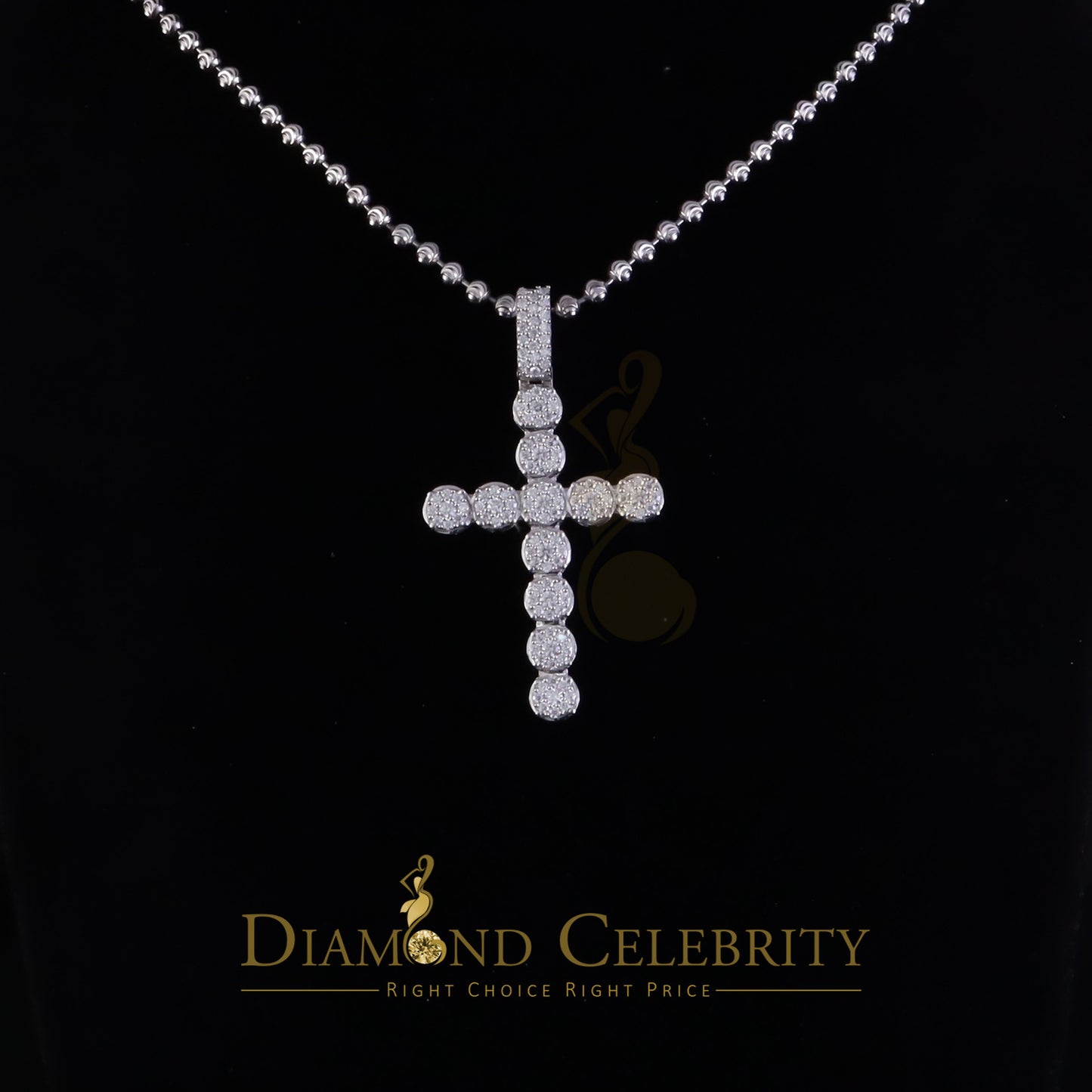 Diamondcelebritees  New 2CT VVS D Moissanite White Silver Charm flower Cross 2" Pendant Men & Women