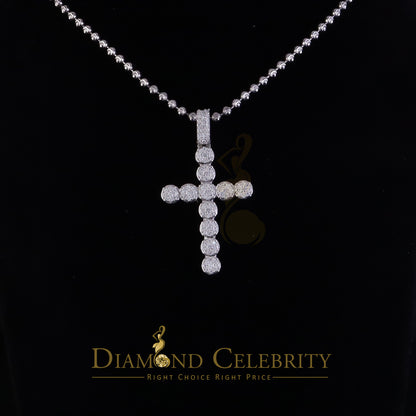 Diamondcelebritees  New 2CT VVS D Moissanite White Silver Charm flower Cross 2" Pendant Men & Women