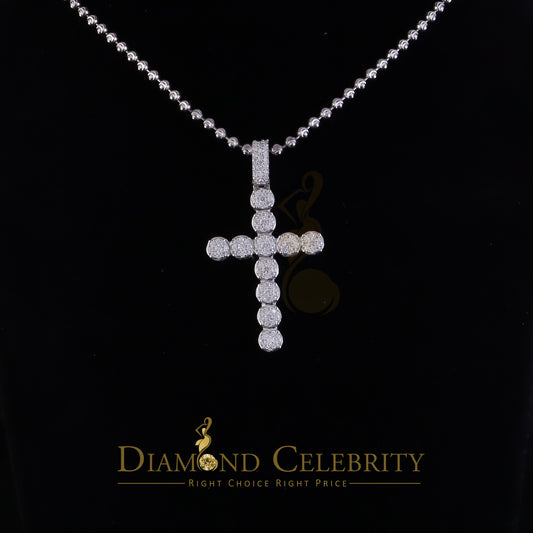 Diamondcelebritees  New 2CT VVS D Moissanite White Silver Charm flower Cross 2" Pendant Men & Women