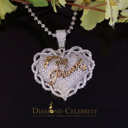 Diamondcelebritees  Celebrities 925 Silver White "MY PRINCESS" Heart Pendant 6.00ct Real Moissanite