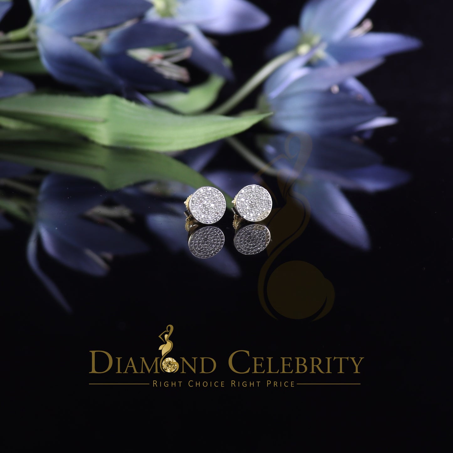 DiamondCelebritees 925 Sterling Silver Yellow 0.25ct Diamond For Men's/Women's Stud Round Earrings