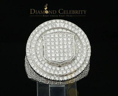 DiamondCelebritees White Sterling Silver11.50ct Cubic Zirconia Men's Adjustable Ring From SZ 9 to11