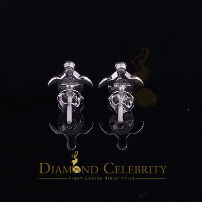 DiamondCelebritees  Women's 0.14ct Cubic Zirconia Turtle Stud Earrings White 925 Sterling Silver
